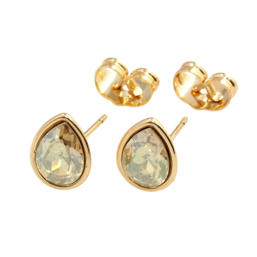 Серьги Xuping цвет 18K с кристаллами Swarovski пусеты Грушевидный Кристалл 6х8мм Цвет Топаз фото №1