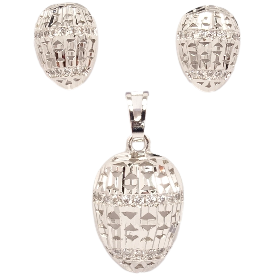 Набор Xuping Родий Серьги Кулон Крепкий Орешек Резной Геометрический Узор фото №1