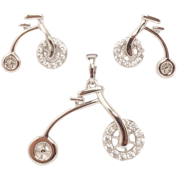 Набір Xuping Родій Сережки Кулон Велосипед фото №7 Набір Xuping Родій Сережки Кулон Велосипед фото №7