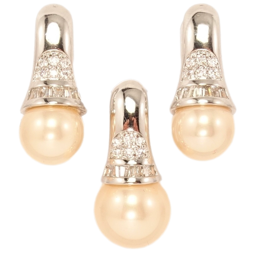 Набор Xuping Родий Серьги Кулон Пудровая Жемчужина в Декоративном Колпачке фото №1 Набор Xuping Родий Серьги Кулон Пудровая Жемчужина в Декоративном Колпачке фото №1