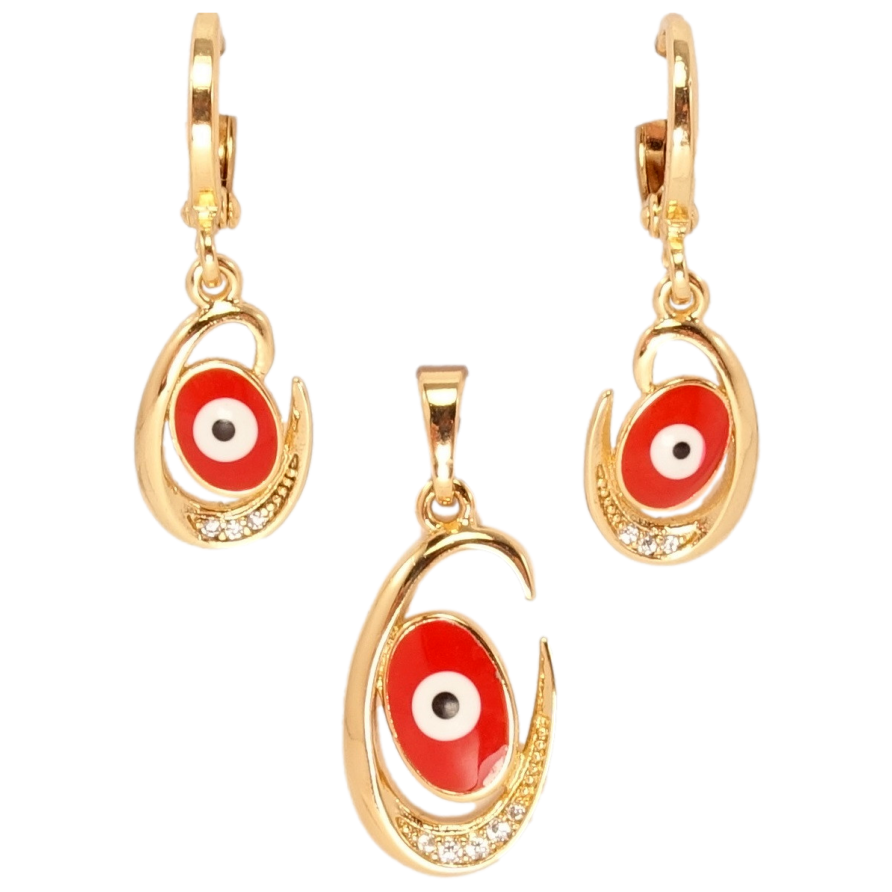 Набор Xuping Позолота 18K Серьги Кулон Красный глаз Фатимы фото №1