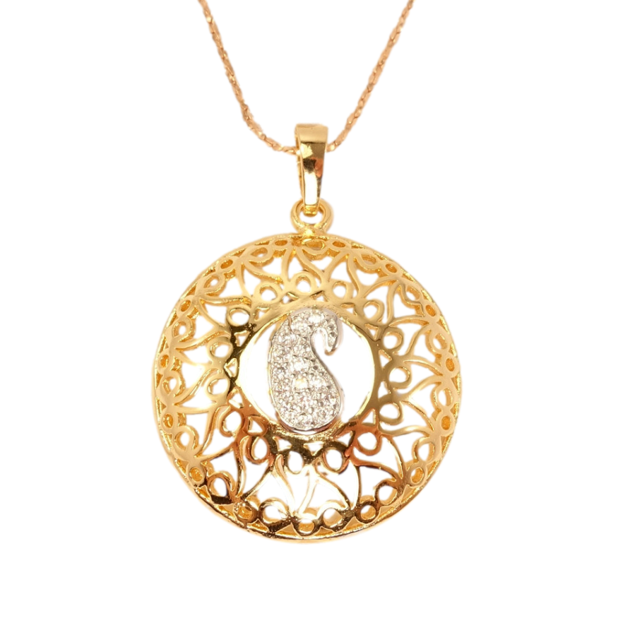 Кулон Xuping Позолота+РО+Родій на ланцюжку Витончений різьблений орнамент довжина 41-46 см фото №1