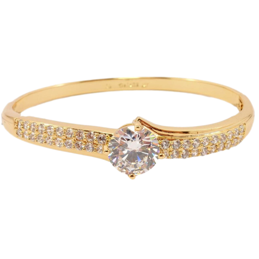 Браслет Xuping Позолота 18K Кристалл с двойной дорожкой циркония ø 6см фото №1 Браслет Xuping Позолота 18K Кристалл с двойной дорожкой циркония ø 6см фото №1