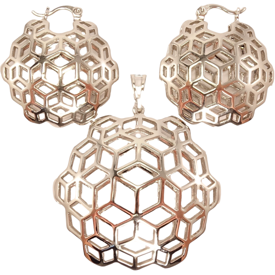 Набор Xuping Родий Серьги Кулон Геометрический орнамент фото №1