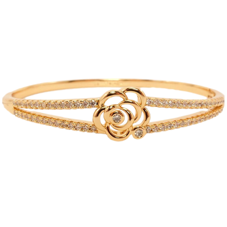 Браслет Xuping Позолота 18K Роза с двойной дорожкой циркония  ø 6см фото №21