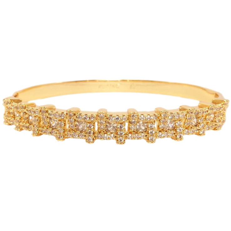 Браслет Xuping Позолота 18K Строгий геометрический орнамент с цирконием ø 6см фото №16