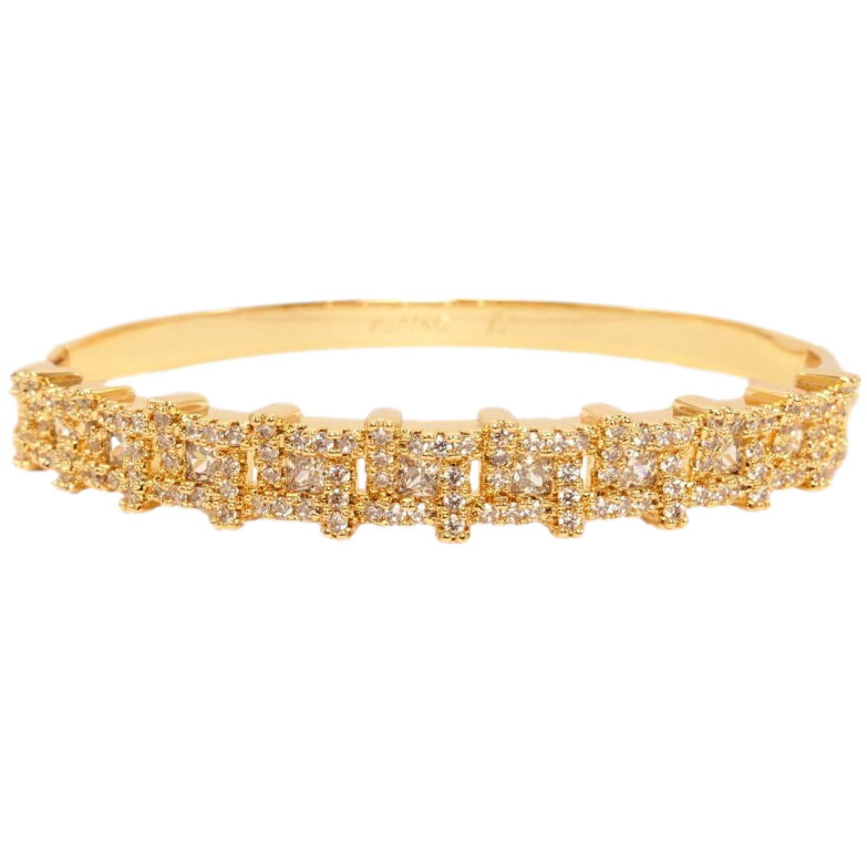 Браслет Xuping Позолота 18K Строгий геометрический орнамент с цирконием ø 6см фото №1