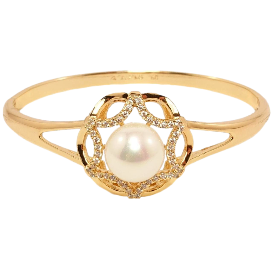 Браслет Xuping Позолота 18K Интригующий орнамент с жемчужиной ø 5,8см фото №1 Браслет Xuping Позолота 18K Интригующий орнамент с жемчужиной ø 5,8см фото №1