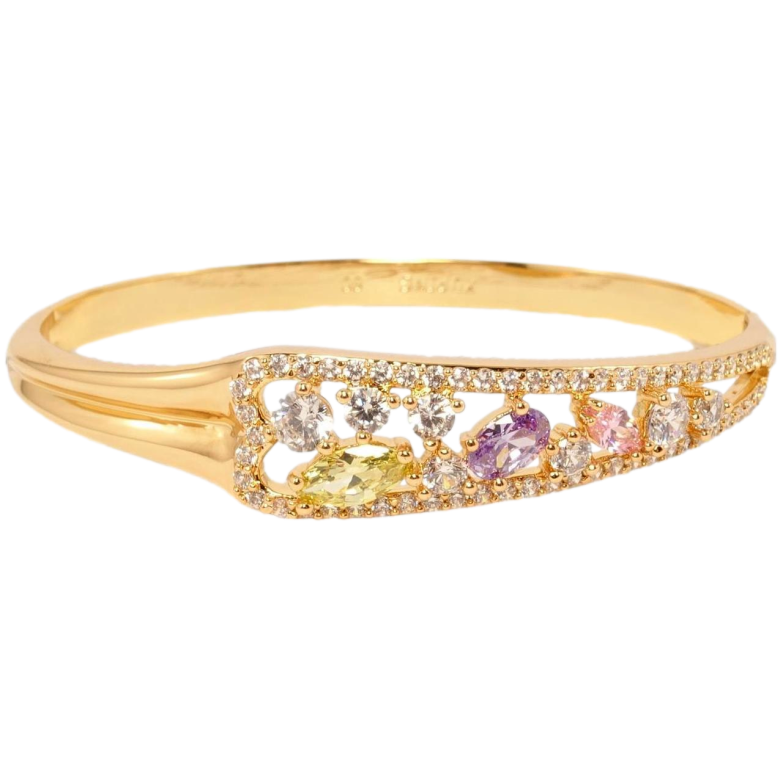 Браслет Xuping Позолота 18K Россыпь цветных кристаллов ø 6см фото №1 Браслет Xuping Позолота 18K Россыпь цветных кристаллов ø 6см фото №1