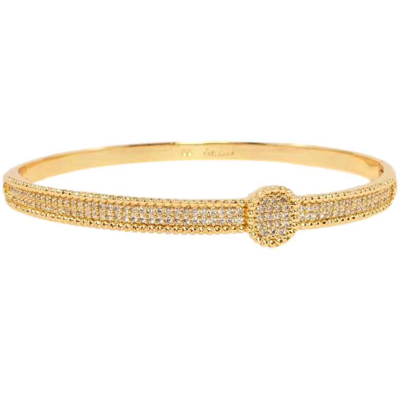 Браслет Xuping Позолота 18K Двойная дорожка циркония с кругом ø 6 см фото №1