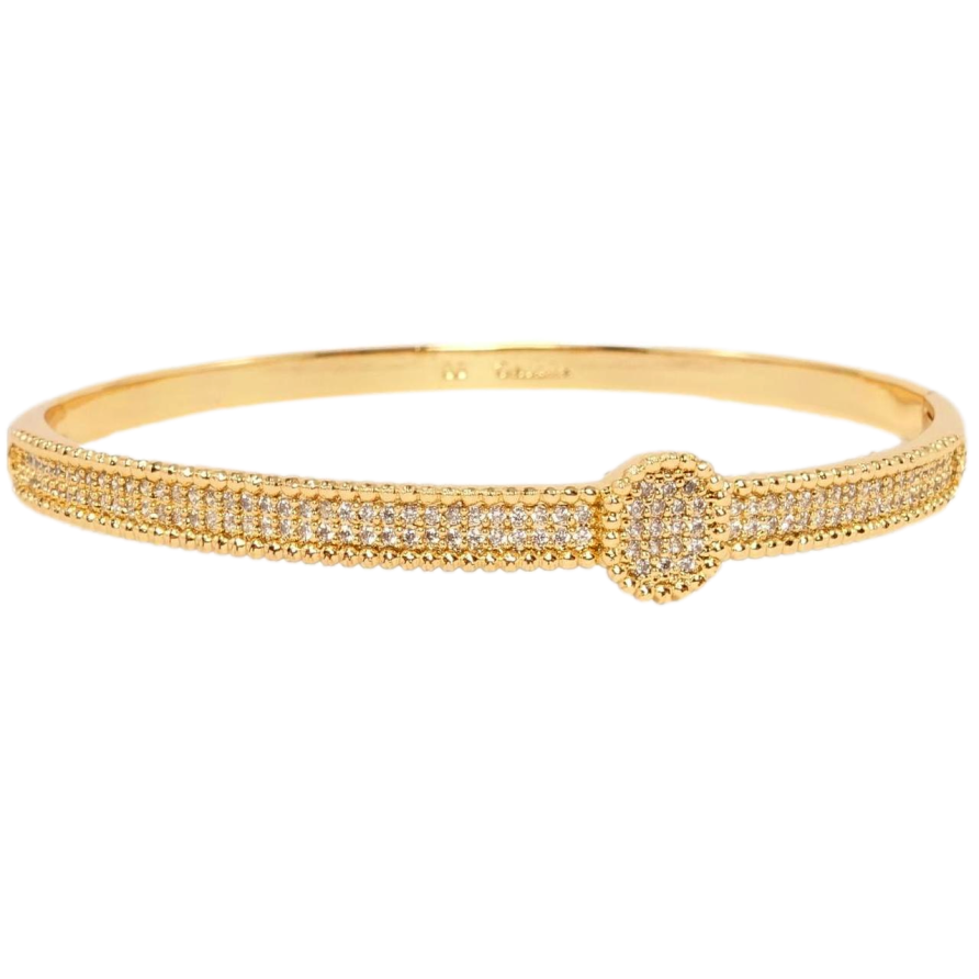 Браслет Xuping Позолота 18K Подвійна доріжка цирконію з колом ø 6 см фото №1