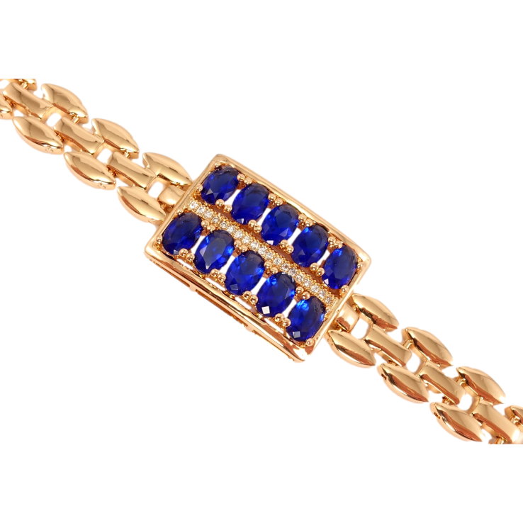 Браслет Xuping Позолота 18K Прямокутна вставка із синіми кристалами довжина 17см х 9мм фото №18
