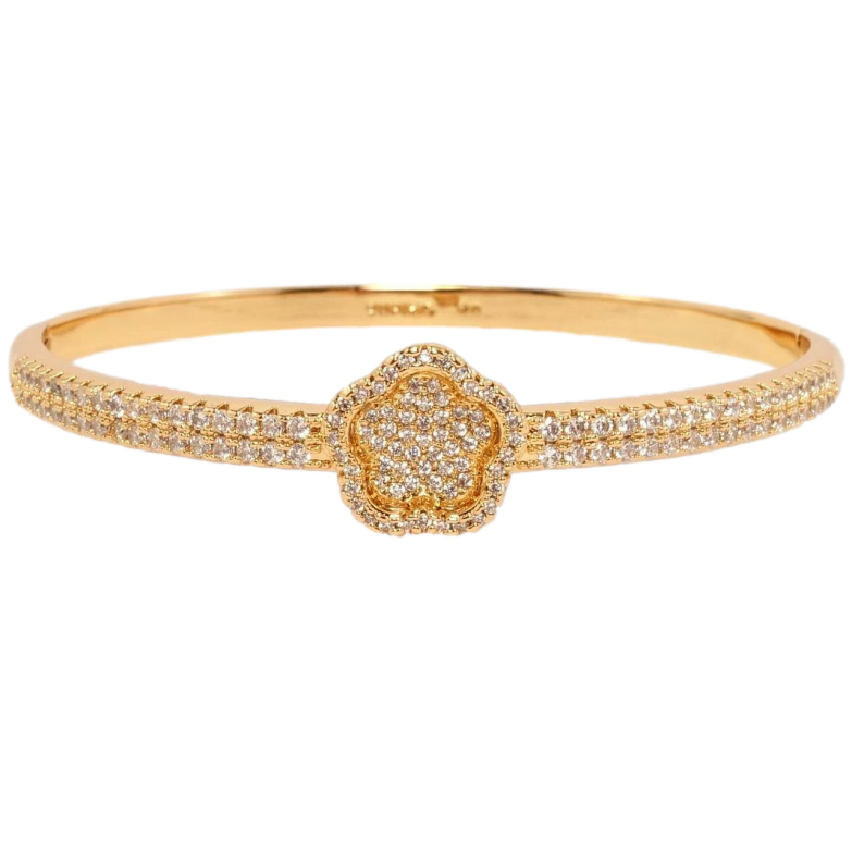 Браслет Xuping Позолота 18K Квітка з подвійною доріжкою цирконію ø 6см фото №1