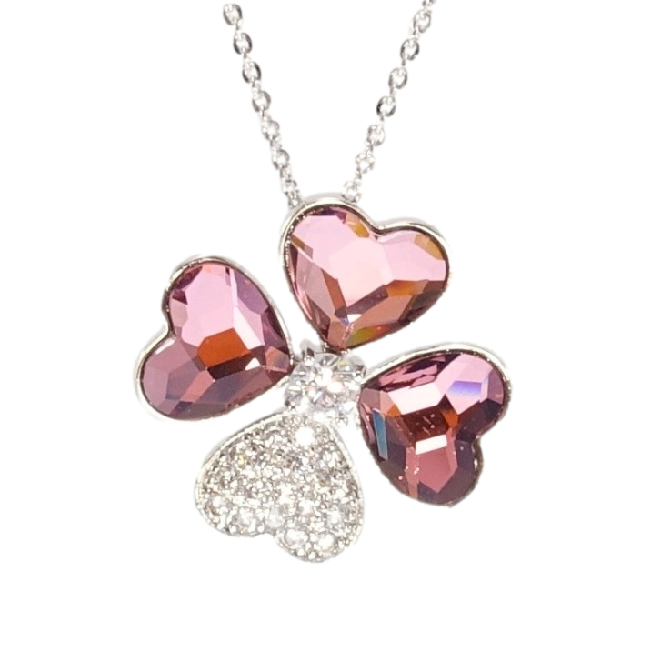 Кулон Xuping колір Родій з кристалами Swarovski на ланцюжку Конюшина з кристалами Rose довжина 39-43.5см х 1мм фото №6 Кулон Xuping колір Родій з кристалами Swarovski на ланцюжку Конюшина з кристалами Rose довжина 39-43.5см х 1мм фото №6