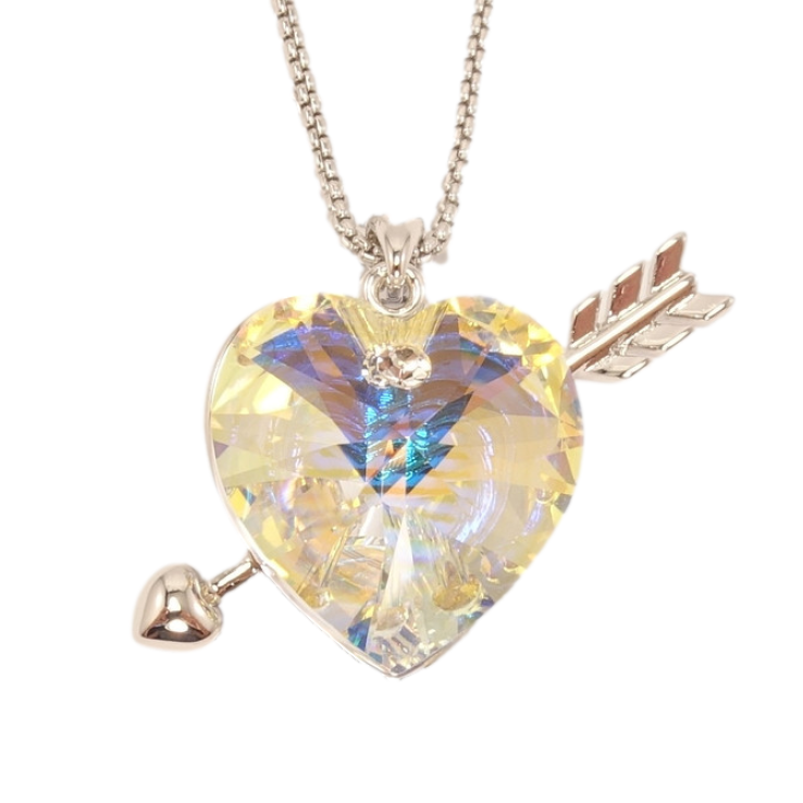 Кулон Xuping колір Родій із кристалами Swarovski на ланцюжку Серце кристал Shimmer зі стрілою довжина 40-45см х 1мм фото №12