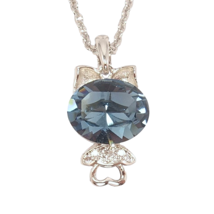 Кулон Xuping цвет Родий с кристаллами Swarovski на цепочке Котик с кристаллом Montana длина 38,5-43см х 1мм фото №7 Кулон Xuping цвет Родий с кристаллами Swarovski на цепочке Котик с кристаллом Montana длина 38,5-43см х 1мм фото №7