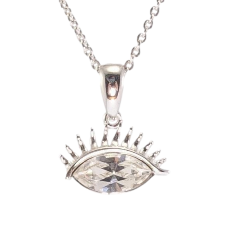 Кулон Xuping колір Родій із кристалами Swarovski на ланцюжку Око з кристалом Clear довжина 38,5-44см х 1мм фото №1