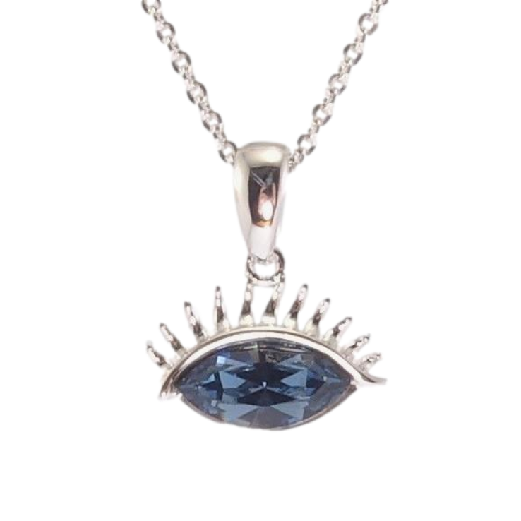 Кулон Xuping колір Родій із кристалами Swarovski на ланцюжку Око з кристалом Montana довжина 38,5-44см х 1мм фото №13