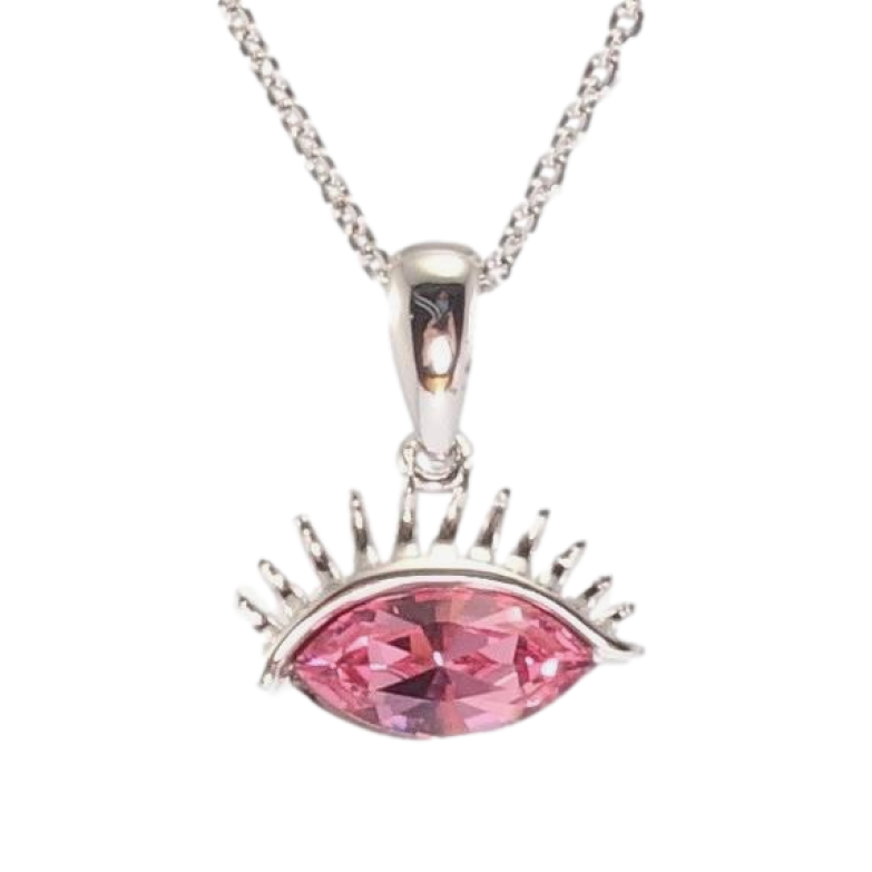 Кулон Xuping цвет Родий с кристаллами Swarovski на цепочке Глаз с кристаллом Light Rose длина 38,5-44см х фото №1