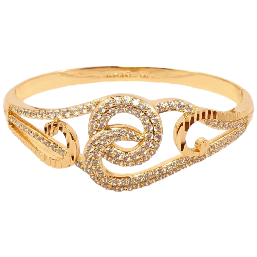 Браслет Xuping Позолота 18K Необыкновенный орнамент с цирконием и насечками ø 6см фото №1 Браслет Xuping Позолота 18K Необыкновенный орнамент с цирконием и насечками ø 6см фото №1