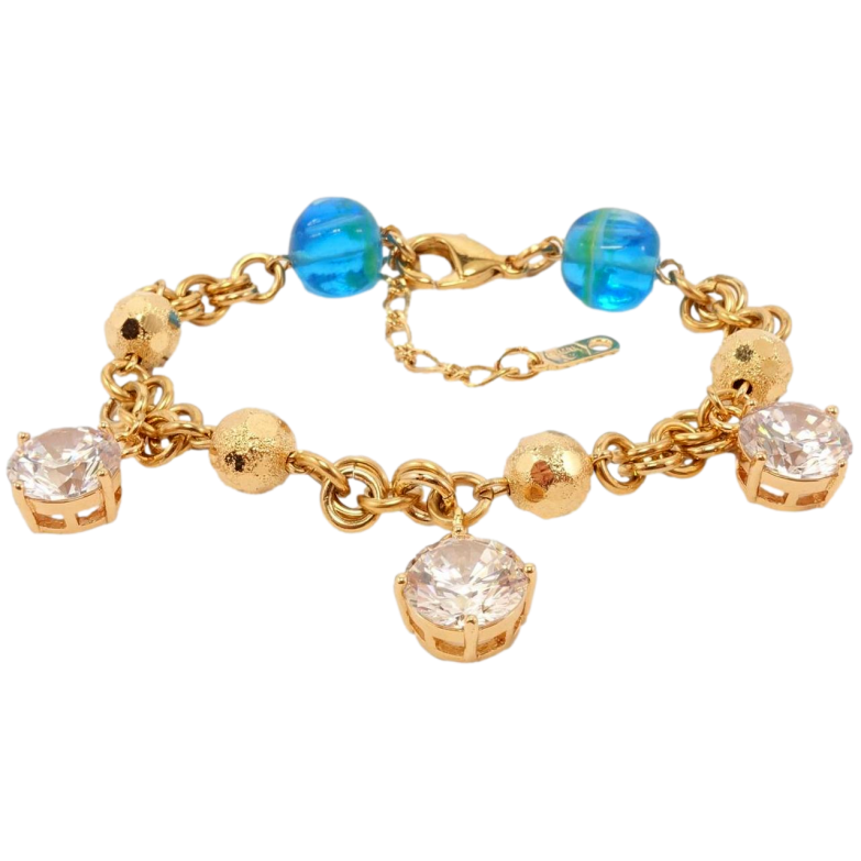 Браслет Xuping Позолота 18K Декоративное плетение с кристальными подвесками размер с доп. цепочкой фото №1