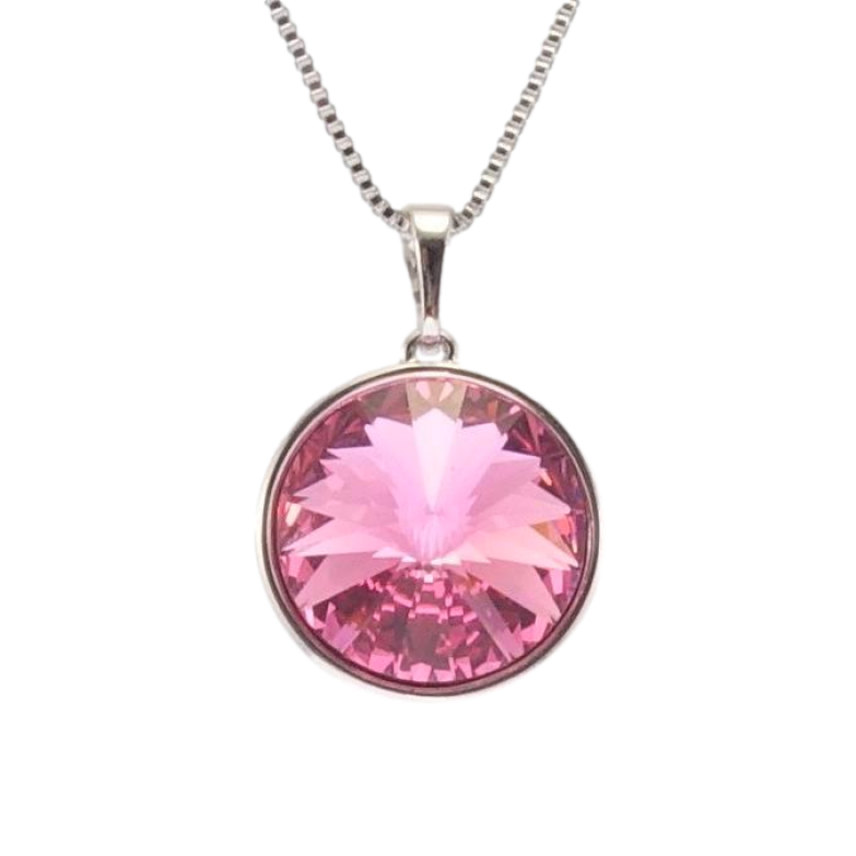 Кулон Xuping колір Родій із кристалами Swarovski на ланцюжку Кристал Fuchsia довжина 41-46см х 1мм фото №1