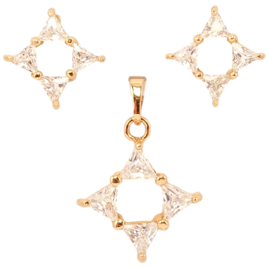 Набір Xuping Позолота 18K Сережки Кулон Декоративні кришталеві ромби фото №1