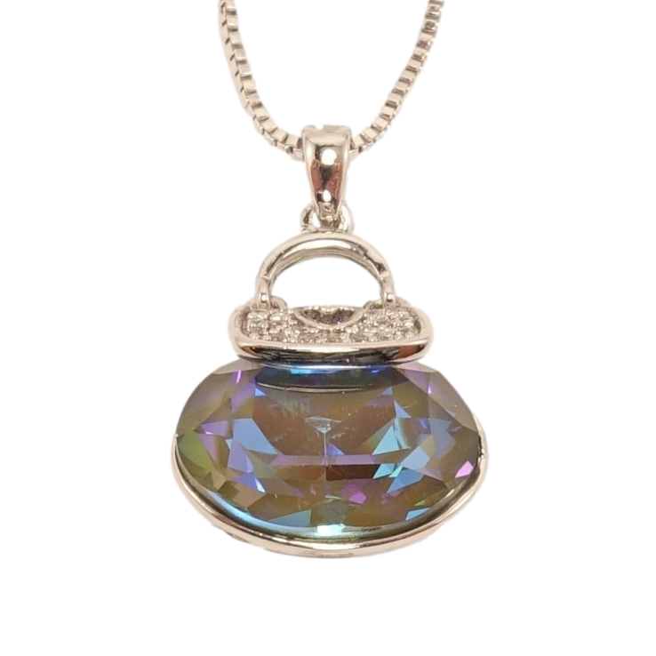 Кулон Xuping цвет Родий с кристаллами Swarovski на цепочке Сумочка кристалл Iridescent Green длина 46-51см фото №18 Кулон Xuping цвет Родий с кристаллами Swarovski на цепочке Сумочка кристалл Iridescent Green длина 46-51см фото №18