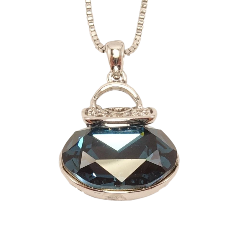 Кулон Xuping цвет Родий с кристаллами Swarovski на цепочке Сумочка кристалл Montana длина 46-51.5см фото №1