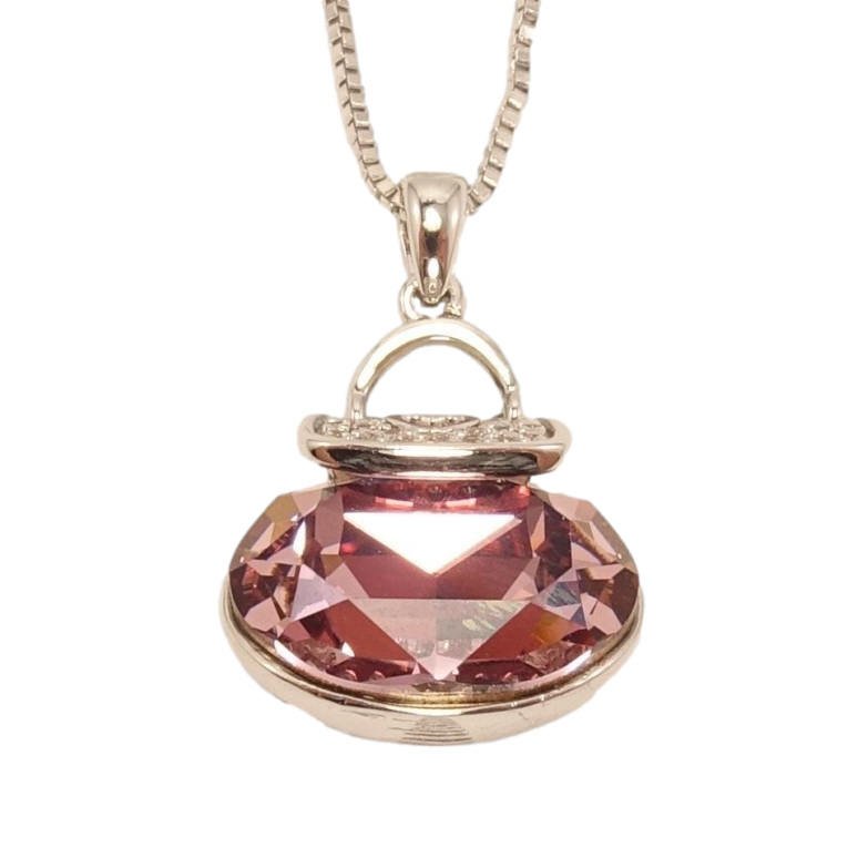 Кулон Xuping колір Родій із кристалами Swarovski на ланцюжку Сумочка кристал Antique Pink довжина 46-51см фото №1