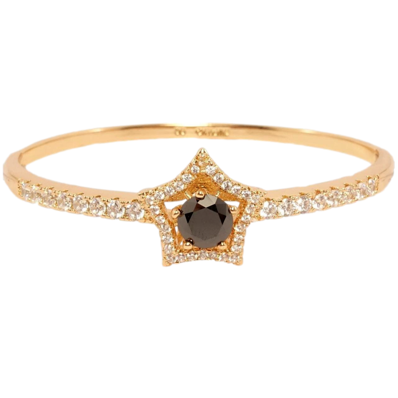 Браслет Xuping Позолота 18K Дорожка циркония с черной кристальной звездой ø 6см фото №1