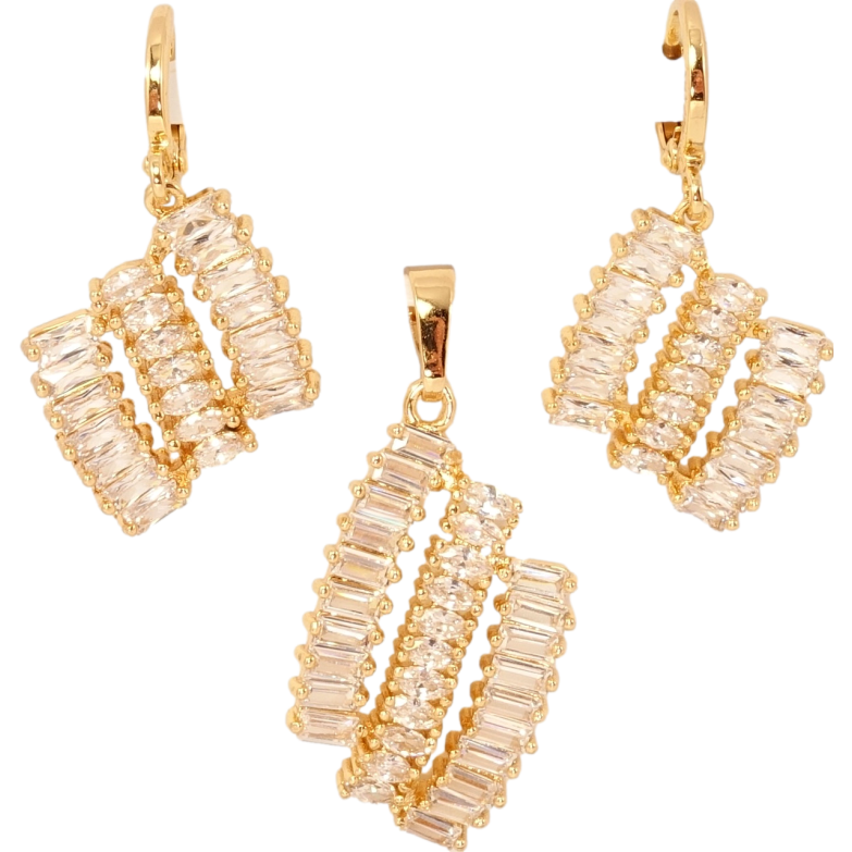 Набор Xuping Позолота 18K Серьги Кулон Чарующий блеск кристаллов фото №1