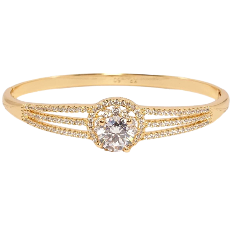 Браслет Xuping Позолота 18K Три лінії цирконій із кристалом у колі ø 6см фото №1 Браслет Xuping Позолота 18K Три лінії цирконій із кристалом у колі ø 6см фото №1