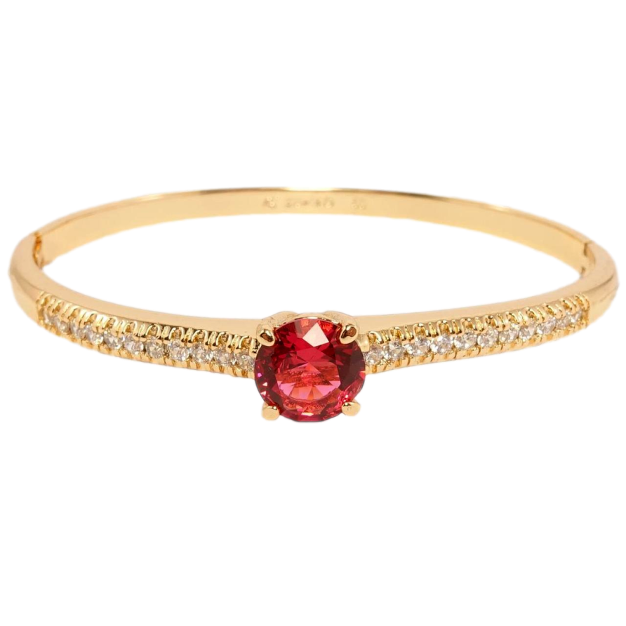 Браслет Xuping Позолота 18K Інкрустація цирконій та вставка малиновий кристал ø 6см фото №1