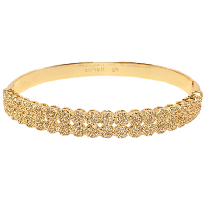 Браслет Xuping Позолота 18K Кружочки цирконий в два ряда ø 6см фото №1