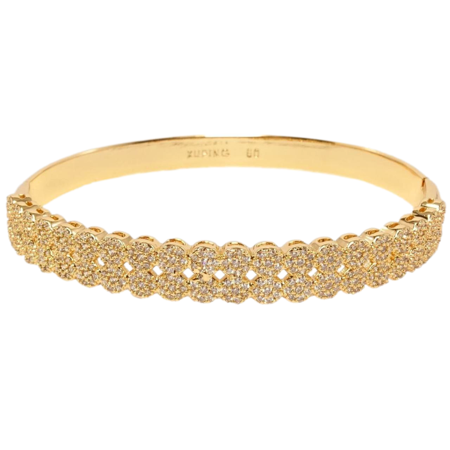 Браслет Xuping Позолота 18K Кружочки цирконий в два ряда ø 6см фото №1 Браслет Xuping Позолота 18K Кружочки цирконий в два ряда ø 6см фото №1