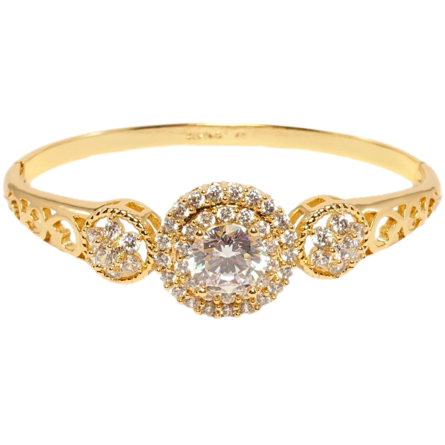 Браслет Xuping Позолота 18K Різний візерунок з елементами флористики ø 6см фото №1 Браслет Xuping Позолота 18K Різний візерунок з елементами флористики ø 6см фото №1