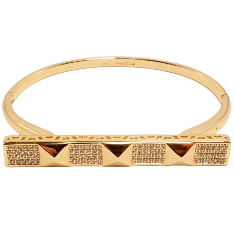 Браслет Xuping Позолота 18K Пластина с пирамидками и вставками циркония ø 6см фото №1