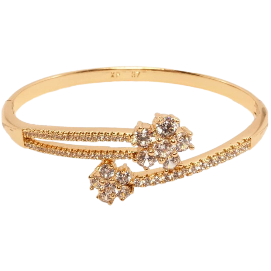 Браслет Xuping Позолота 18K Цветочные мотивы с кристаллами ø 6см фото №1 Браслет Xuping Позолота 18K Цветочные мотивы с кристаллами ø 6см фото №1