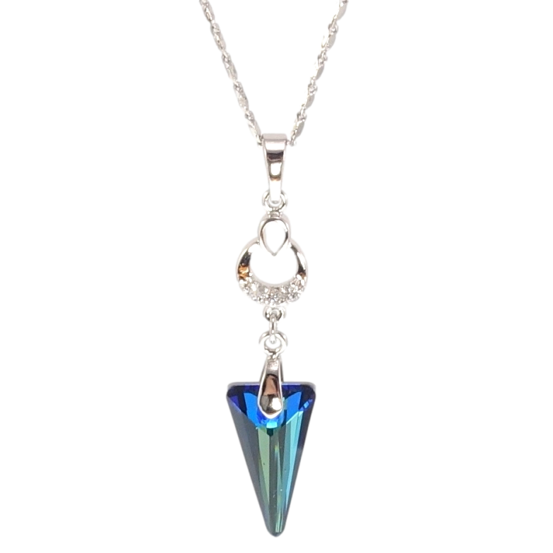 Кулон Xuping цвет Родий с кристаллами Swarovski на цепочке Кристалл стрела Capri Blue длина 39,5-45см фото №1 Кулон Xuping цвет Родий с кристаллами Swarovski на цепочке Кристалл стрела Capri Blue длина 39,5-45см фото №1