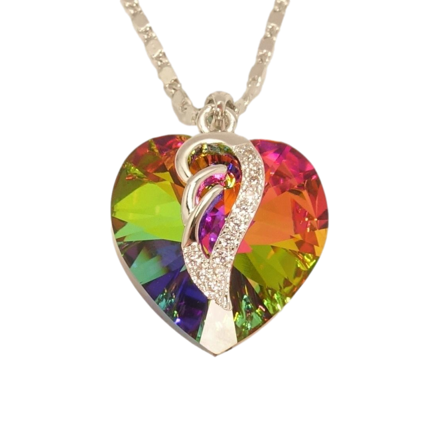 Кулон Xuping колір Родій із кристалами Swarovski на ланцюжку Кристал серця Vitrail Medium довжина 38,5-43,5см фото №1 Кулон Xuping колір Родій із кристалами Swarovski на ланцюжку Кристал серця Vitrail Medium довжина 38,5-43,5см фото №1