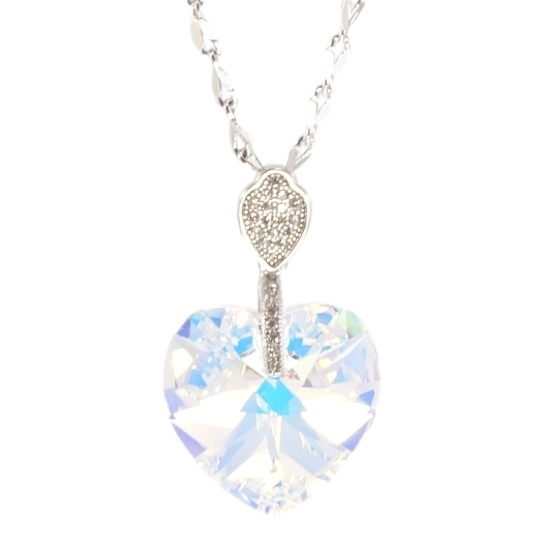 Кулон Xuping колір Родій із кристалами Swarovski на ланцюжку Кристал серця Shimmer довжина 39-44см фото №1