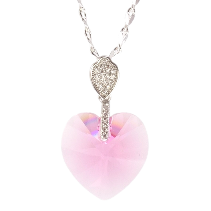 Кулон Xuping цвет Родий с кристаллами Swarovski на цепочке Кристалл сердечко Rose длина 39.5-44.5см фото №25