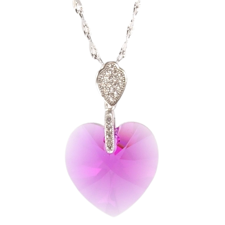 Кулон Xuping колір Родій із кристалами Swarovski на ланцюжку Кристал серця Ruby довжина 39-44см фото №1