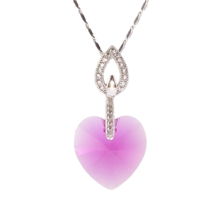Кулон Xuping колір Родій із кристалами Swarovski на ланцюжку Серце кристал Ruby довжина 39,5-45см фото №2