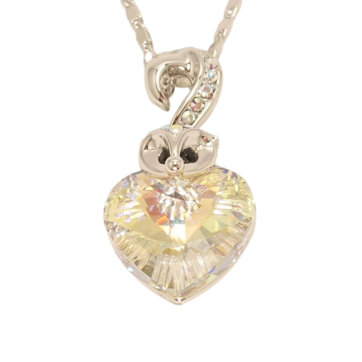 Кулон Xuping колір Родій із кристалами Swarovski на ланцюжку Серце кристал Shimmer c лисичкою довжина 38,5-43,5см фото №11