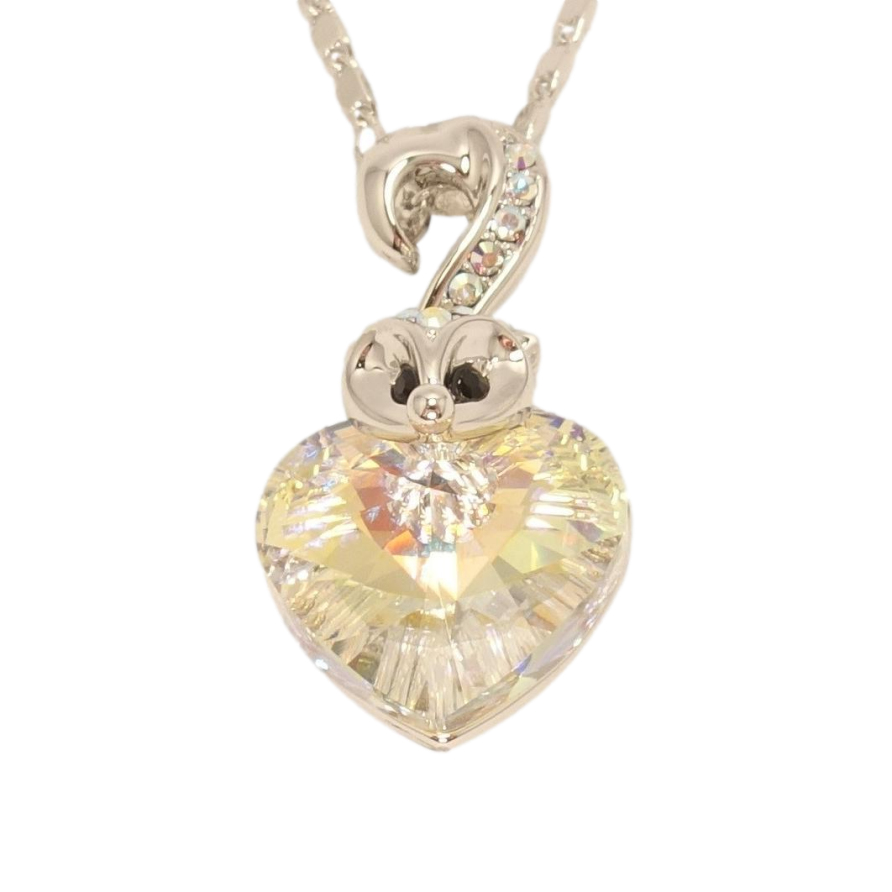 Кулон Xuping колір Родій із кристалами Swarovski на ланцюжку Серце кристал Shimmer c лисичкою довжина 38,5-43,5см фото №1 Кулон Xuping колір Родій із кристалами Swarovski на ланцюжку Серце кристал Shimmer c лисичкою довжина 38,5-43,5см фото №1