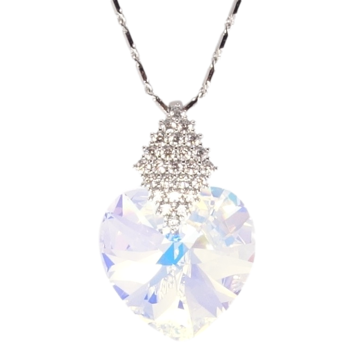 Кулон Xuping колір Родій з кр-ми Swarovski на ланцюжку Кристальне серце Shimmer довжина 40-45см фото №12 Кулон Xuping колір Родій з кр-ми Swarovski на ланцюжку Кристальне серце Shimmer довжина 40-45см фото №12