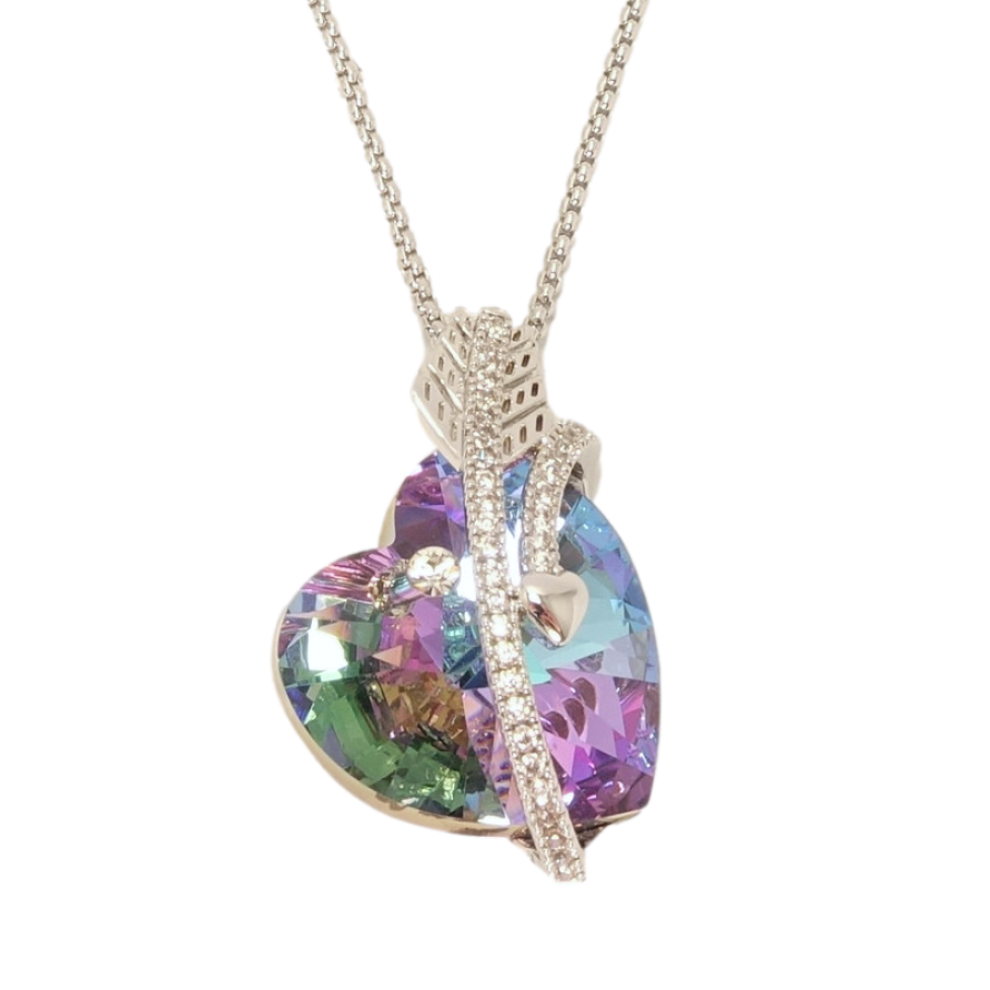 Кулон Xuping цвет Родий с кр-ми Swarovski на цепочке Кристальное сердце Paradise Shine с стрелой длина фото №1 Кулон Xuping цвет Родий с кр-ми Swarovski на цепочке Кристальное сердце Paradise Shine с стрелой длина фото №1