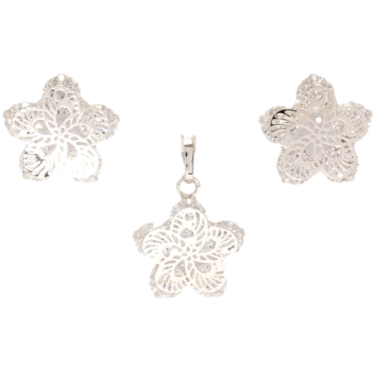 Набір Xuping Родій Сережки Кулон Кристали з квітковою накладкою фото №14